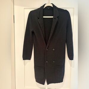 Theory cashmere cotton blend cardigan sweater button front dark gray size small